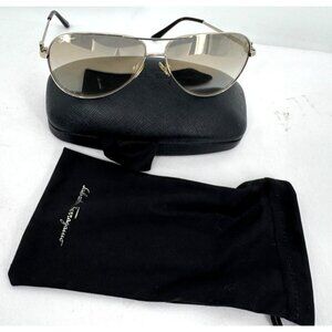 Salvatore Ferragamo SF167S (718) Gold Rim Aviator Glasses Sunglasses with Case